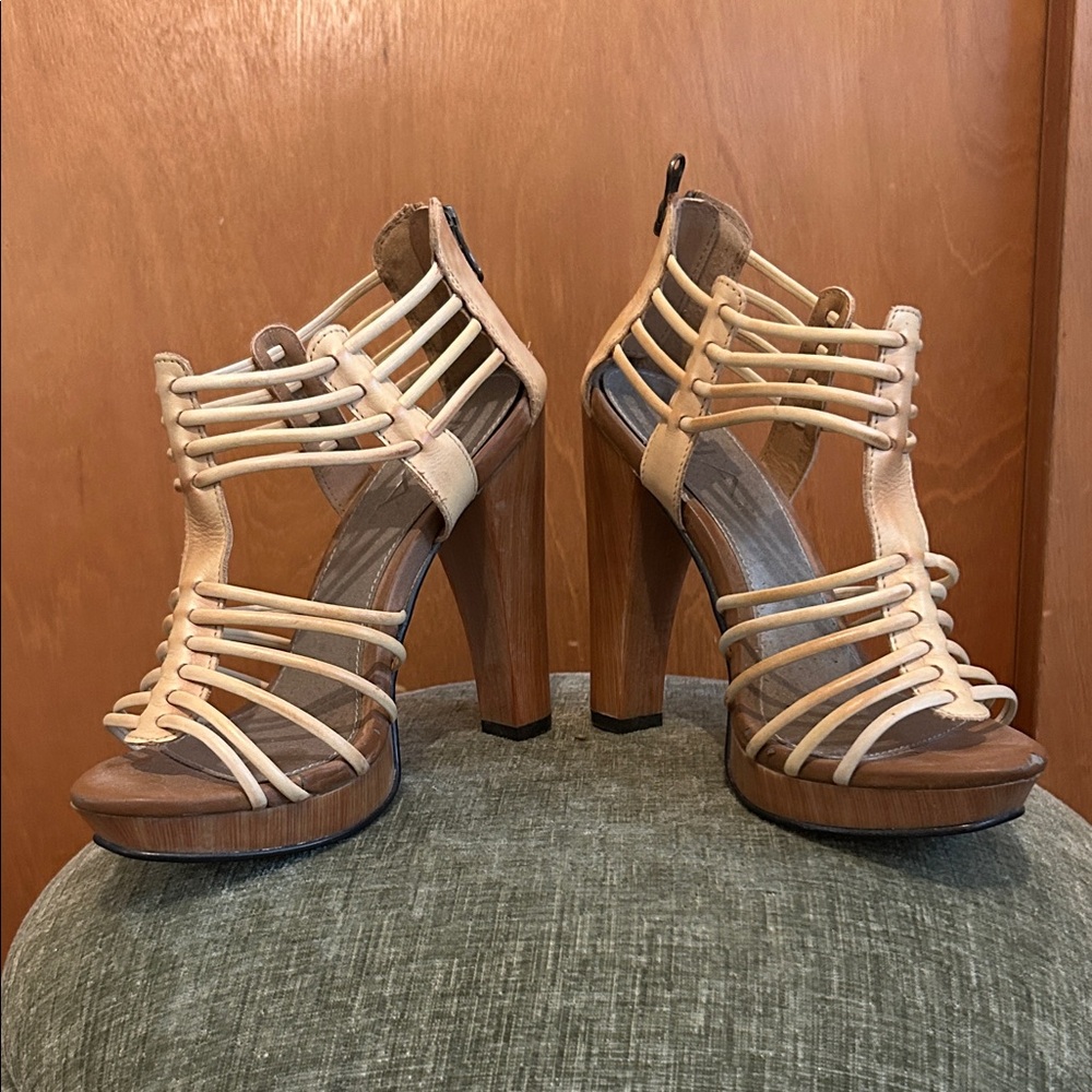 MIA Tan Strappy Women's Heels